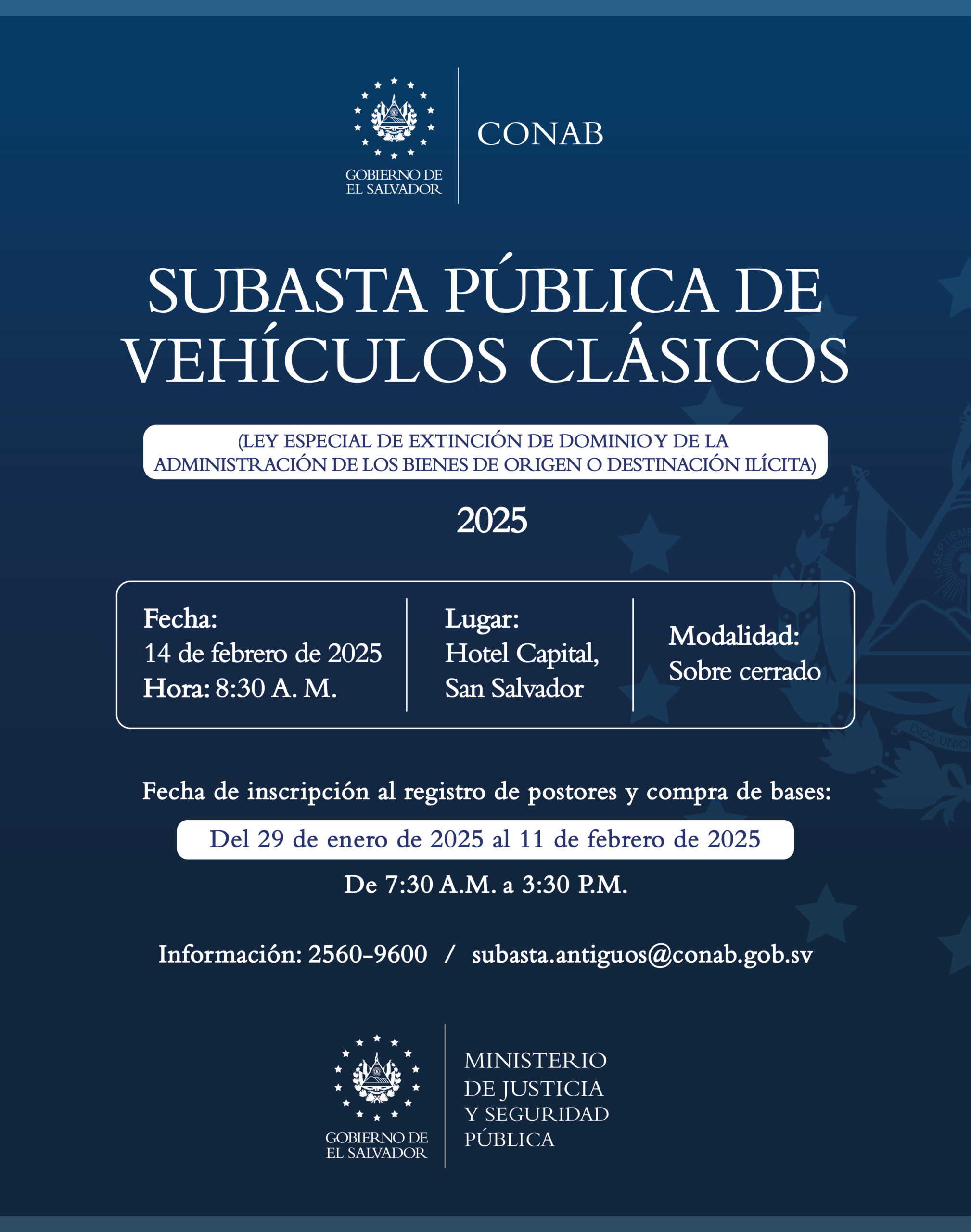 Subasta pública de vehículos clásicos